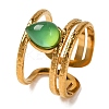 Teardrop Natural Dyed & Heated Green Onyx Agate Finger Rings RJEW-Q822-11G-1
