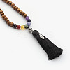 Buddhist Wood Mala Beads Necklaces NJEW-JN01760-2