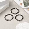 3Pcs 3 Style Natural Lava Rock & Black Onyx Beaded Stretch Bracelets Set BJEW-JB09237-2
