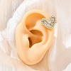 Heart Brass Micro Pave Clear Cubic Zirconia Cuff Earrings EJEW-H158-21G-3