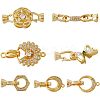 7Pcs 7 Styles Rack Plating Brass Micro Pave Clear Cubic Zirconia Fold Over Clasps KK-FH0004-70-1