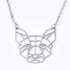 Non-Tarnish 201 Stainless Steel Puppy Pendant Necklaces LS-NJEW-T009-JN046-1-40-1