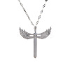 Brass Clear Cubic Zirconia 3D Cute Wing Sword Pendant Necklaces for Daily Wear GF5627-2-2