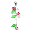 Trumpet Flower Glass & Leaf Acrylic Pendant Decorates HJEW-JM01653-2