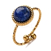 Round Natural Mixed Stone Finger Rings RJEW-Q822-01G-2