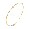 Rack Plating Brass Micro Pave Clear Cubic Zirconia Letter Open Cuff Bangles BJEW-A018-01G-J-1