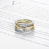 Stainless Steel Micro Pave Clear Cubic Zirconia Stackable Finger Rings WGD96BD-02-1