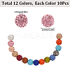 120Pcs 12 Colors Pave Disco Ball Beads RB-SC0004-85-2