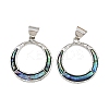 Alloy Pave Natural Abalone Shell/Paua Shell Pendants SSHEL-B003-04P-1