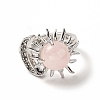 Natural Rose Quartz Sun & Moon Open Cuff Rings RJEW-K241-01P-04-3
