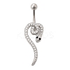 Alloy Rhinestone Snake Curved Barbell Belly Rings AJEW-R007-03P-02-4