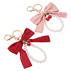 2Pcs 2 Colors Polyester & Alloy & Plastic Keychains KEYC-TA0001-52A-2
