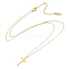 Ion Plating(IP) 304 Stainless Steel Cable Chain Religion Cross Pendant Necklaces for Women NJEW-K276-05A-G-3