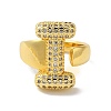 Letter Brass Micro Pave Clear Cubic Zirconia Open Cuff Ring for Women RJEW-N046-03I-G-2