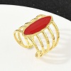 Horse Eye 304 Stainless Steel Enamel Cuff Rings for Women RJEW-G355-04G-02-2