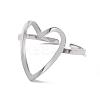 Non-Tarnish Hollow Out Heart 304 Stainless Steel Open Cuff Ring for Women RJEW-E073-07P-2