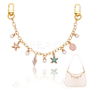 Alloy Enamel Starfish Shell Shape & Imitation Round Pearl Charm Brass Decorative Chains HJEW-ME00047-1