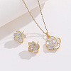 Brass Enamel Flower Pendant Necklaces & Stud Earrings Sets for Women FS-WG71802-01-5