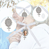 Tibetan Style Alloy & Glass Oval Photo Bouquet Hanging Ornaments HJEW-HY0001-11-5