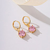 Elegant French Style Brass Pave Clear Cubic Zirconia Flat Round Hoop Earrings KO2254-1-2