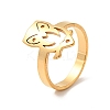 Ion Plating(IP) 201 Stainless Steel Owl Finger Ring for Women RJEW-G266-07G-3