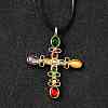 304 Stainless Steel Cubic Zirconia Pendant Necklaces NJEW-H070-03G-1