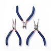 Set of 3 Jewelry Making Supplies Craft DIY Pliers Tool Set Flat Nosed Round Nosed Wire Cutter Pliers Blue TOOL-YW0001-07-2