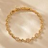 Brass Pave Clear Cubic Zirconia Link Chain Bracelets for Women FS-WG70203-01-2