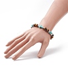 Natural Tiger Eye & Synthetic Turquoise(Dyed) Cross Beaded Bracelet BJEW-TA00179-01-4
