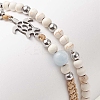 2Pcs 2 Style Synthetic Turquoise(Dyed) & Natural White Jade Braided Bead Bracelets Set BJEW-JB09255-2