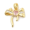 Rack Plating Bowknot Brass Clear Cubic Zirconia Pendants KK-S407-01G-B-1