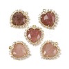 Natural Strawberry Quartz Faceted Heart Pendants G-I382-03G-06-1