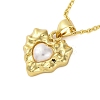 Brass & Resin Textured Heart Pendant Satellite Chain Necklaces NJEW-R100-03G-1