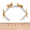 Two Tone 304 Stainless Steel Cuff Bangles for Women BJEW-B165-02A-3