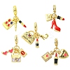 5Pcs 5 Styles Woman Theme Brass Enamel European Dangle Charms KK-CJ0003-91-1