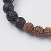 Natural Lava Rock and Rudraksha Beads Stretch Bracelets BJEW-E326-01-2