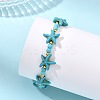 Synthetic Turquoise & Brass Beads Stretch Bracelets for Women Men BJEW-JB13877-01-2