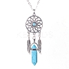 Platinum Aolly Web with Feather Shape Alloy Pendant Necklace PW-WG42683-02-1