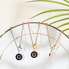Flat Round with Letter Alloy Enamel Wine Glass Charms AJEW-AB00184-07-4