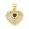 Heart Rack Plating Brass Micro Pave Cubic Zirconia Charms KK-Z053-17G-02-1