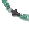 Natural Green Aventurine Chips Stretch Bracelets for Women Men BJEW-JB11341-04-3