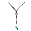 Retro Glass & Porcelain & Alloy Adjustable Nylon Cord Y Necklaces for Women NJEW-JN05360-01-2