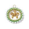 Glass Seed Beaded Christmas Wreath with Bowknot Pendants PALLOY-MZ01036-1