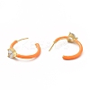 Clear Cubic Zirconia Heart Stud Earrings with Enamel EJEW-K093-07G-3