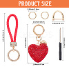 2Pcs 2 Styles PU Leather and Alloy Rhinestone Braided Keychain & Pendant Decorations KEYC-CN0001-11C-2