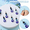 18Pcs Handmade Evil Eye Lampwork Bead & Natural Black Agate Pendant Decorations HJEW-CA00078-4