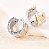Two Tone 304 Stainless Steel Stripe Hoop Earrings EJEW-L307-04GP-02-2
