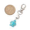 Tortoise & Round Synthetic Turquoise Pendant Decoration HJEW-JM02295-01-3