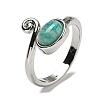 Natural Amazonite Adjustable Rings RJEW-K269-08P-05-2