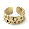 Brass Micro Pave Cubic Zirconia Open Cuff Ring RJEW-K267-02G-2